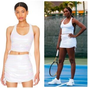 EleVen Venus Williams Victory Top & Side Ruched Skirt Mermaid Foil Iridescent M